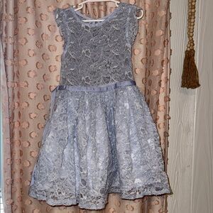 Zunie Lace Kids Dress in Gray and Silver